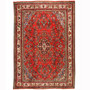Hamadan Persian Rug 9'10" x 6'10" - Semi Antique Afshan Red, Blue Hand Knotted | front view | SKU 110420