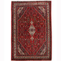 Hamadan Persian Rug 10x8 ft - Semi Antique Afshan Red, Blue Hand Knotted | front view | SKU 110424