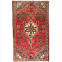 Nahavand Persian Rug 8'8" x 4'12" - Semi Antique Medallion Navy Blue, Red Hand Knotted | front view | SKU 110427