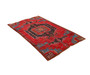 Mahabad Persian Rug 8'6" x 5'3" - Semi Antique Geometric Red, Blue Hand Knotted | corner detail | SKU 110428