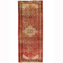 Hamadan Persian Rug 10x3 ft - Semi Antique Afshan Red, Blue Hand Knotted | front view | SKU 110429