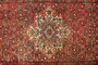 Hamadan Persian Rug 10'6" x 3'9" - Semi Antique Afshan Red, Blue Hand Knotted | detail view | SKU 110429