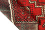 Baluch Persian Rug 5x3 ft - Semi Antique Medallion (Toranj), Geometric Red, Dark Red, Cream Hand Knotted | back view | SKU 110430