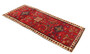 Baluch Persian Rug 6'5" x 3'1" - Semi Antique Mihrab Red, Blue Hand Knotted | corner detail | SKU 110432