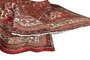 Hamadan Persian Rug 10x7 ft - Semi Antique Afshan Red, Blue Hand Knotted | full view | SKU 110436