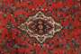 Hamadan Persian Rug 8x5 ft - Semi Antique Medallion (Toranj), Herati (Mahi) Madder Red, Navy Blue, Cream Hand Knotted | back view | SKU 110450