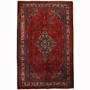 Hamadan Persian Rug 10'4" x 6'11" - Semi Antique Afshan Red, Blue Hand Knotted | front view | SKU 110455