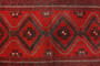 Baluch Persian Rug 6x3 ft - Semi Antique Mihrab Red, Blue Hand Knotted | back view | SKU 110457