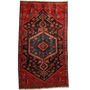 Hamadan Persian Rug 5'11" x 3'5" - Semi Antique Afshan Red, Blue Hand Knotted | front view | SKU 110458