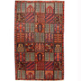Bakhtiari Persian Rug 8x5 ft - Semi Antique Medallion Blue, Crimson Hand Knotted | front view | SKU 110459