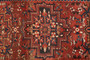 Ardabil Persian Rug 12x3 ft - Semi Antique Medallion (Toranj), Herati (Mahi) Madder Red, Dark Red, Navy Blue Hand Knotted | back view | SKU 110467