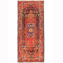 Hamadan Persian Rug 9'10" x 3'6" - Semi Antique Afshan Red, Blue Hand Knotted | front view | SKU 110474