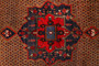 Kurdish Persian Rug 9'8" x 5'3" - Semi Antique Medallion Red, Blue Hand Knotted | side view | SKU 110481