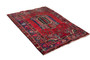 Gholtogh Persian Rug 6'6" x 4'6" - Semi Antique Medallion Crimson, Navy Blue Hand Knotted | detail view | SKU 110482