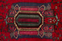 Gholtogh Persian Rug 6x4 ft - Semi Antique Medallion Toranj Geometric Madder Red Navy Blue Dark Red Hand Knotted | back view | SKU 110482