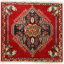 Shiraz Persian Rug 2x2 ft - Semi Antique Geometric Blue, Red Hand Knotted | front view | SKU 110502