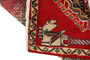 Shiraz Persian Rug 2'4" x 2'2" - Semi Antique Geometric Blue, Red Hand Knotted | detail view | SKU 110503