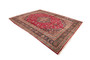 Mashad Persian Rug 11x8 ft - Semi Antique Medallion Crimson, Ultramarine Hand Knotted | corner detail | SKU 110512