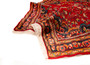 Hamadan Persian Rug 4x3 ft - Semi Antique Afshan Red, Blue Hand Knotted | corner detail | SKU 110514