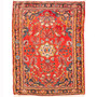 Hamadan Persian Rug 4x3 ft - Semi Antique Shah Abbasi, Medallion (Toranj) Madder Red, Navy Blue, Cream Hand Knotted | front view | SKU 110514