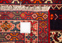 Shiraz Persian Rug 9'9" x 3'7" - Semi Antique Geometric Blue, Red Hand Knotted | pile detail | SKU 110516