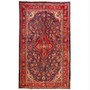 Mahal Persian Rug 6x4 ft - Semi Antique Medallion (Toranj), Herati (Mahi) Navy Blue, Madder Red, Cream Hand Knotted | front view | SKU 110526