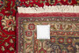 Tabriz Persian Rug 9x6 ft - Semi Antique Medallion (Toranj), Shah Abbasi Madder Red, Cream, Navy Blue Hand Knotted | side view | SKU 110531