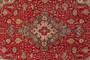 Tabriz Persian Rug 9x6 ft - Semi Antique Medallion (Toranj), Shah Abbasi Madder Red, Cream, Navy Blue Hand Knotted | back view | SKU 110531