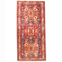 Ardabil Persian Rug 10x4 ft - Semi Antique Medallion (Toranj), Geometric Madder Red, Cream, Navy Blue Hand Knotted | front view | SKU 110533