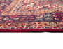 Sabzevar Persian Rug 9x6 ft - Semi Antique Medallion Toranj, Shah Abbasi Crimson, Navy Blue, Cream Hand Knotted | corner detail | SKU 110593
