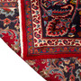 Mashhad Persian Rug 9x9 ft - Semi Antique Medallion (Toranj), Shah Abbasi Crimson, Navy Blue, Cream Hand Knotted | corner detail | SKU 110594