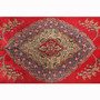 Tabriz Persian Rug 13'1" x 9'6" - Semi Antique Medallion Red, Cream Hand Knotted | pile detail | SKU 110595
