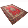 Tabriz Persian Rug 13x9 ft - Semi Antique Medallion Red, Cream Hand Knotted | texture detail | SKU 110595