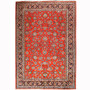 Sarouk Persian Rug 9'9" x 6'8" - Semi Antique Medallion Red, Blue Hand Knotted | front view | SKU 110599