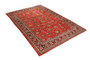Sarouk Persian Rug 9'9" x 6'8" - Semi Antique Medallion Red, Blue Hand Knotted | detail view | SKU 110599