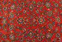Sarouk Persian Rug 9x6 ft - Semi Antique Medallion Red, Blue Hand Knotted | corner detail | SKU 110599