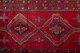 Garmsar Persian Rug 9'4" x 5'1" - Semi Antique Geometric Red, Blue Hand Knotted | back view | SKU 110645