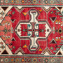 Hamadan Persian Rug 4x3 ft - Semi Antique Afshan Red, Blue Hand Knotted | corner detail | SKU 110651