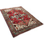Hamadan Persian Rug 4'9" x 3'5" - Semi Antique Afshan Red, Blue Hand Knotted | back view | SKU 110651