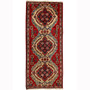 Abadeh Persian Rug 5x2 ft - Semi Antique Medallion (Toranj), Geometric Red, Ivory, Navy Blue Hand Knotted | front view | SKU 110652