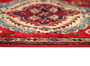 Abadeh Persian Rug 5x2 ft - Semi Antique Medallion (Toranj), Geometric Red, Ivory, Navy Blue Hand Knotted | full view | SKU 110652