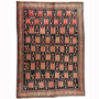 Sirjan Persian Rug 7'3" x 5'2" - Semi Antique Medallion Red, Navy Blue Hand Knotted | front view | SKU 110653