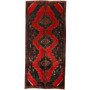 Sarab Persian Rug 9'1" x 4'3" - Semi Antique Medallion Camel, Blue Hand Knotted | front view | SKU 110656