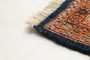 Birjand Persian Rug 9x7 ft - Semi Antique Shah Abbasi, Medallion (Toranj) Madder Red, Cream, Navy Blue Hand Knotted | back view | SKU 110657