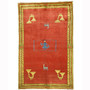 Shiraz Persian Rug 8'9" x 5'7" -  Geometric Blue, Red Hand Knotted | front view | SKU 110669