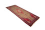 Kurdish Persian Rug 12'2" x 4'11" - Semi Antique Medallion Red, Blue Hand Knotted | detail view | SKU 110671
