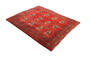 Turkmen Persian Rug 5'1" x 3'11" - Semi Antique Geometric Crimson, Navy Blue Hand Knotted | corner detail | SKU 110673