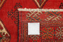 Turkmen Persian Rug 5x3 ft - Semi Antique Geometric Crimson, Navy Blue Hand Knotted | side view | SKU 110673