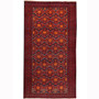 Baluch Persian Rug 5x2 ft - Semi Antique Geometric, Diamond Lattice Dark Red, Madder Red, Navy Blue Hand Knotted | front view | SKU 110674