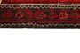 Baluch Persian Rug 4'4" x 2'1" - Semi Antique Mihrab Red, Blue Hand Knotted | corner detail | SKU 110675